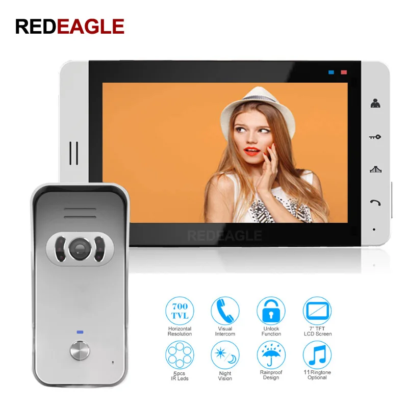 Visual Intercom Doorbell 7'' Touch Button LCD Wired Video Door Phone System with 940nmIR 700TVL Outdoor Camera Support Unlock
Visual Intercom Doorbell 7'' Touch Button LCD Wired Video Door Phone System with 940nmIR 700TVL Outdoor Camera Support Unlock