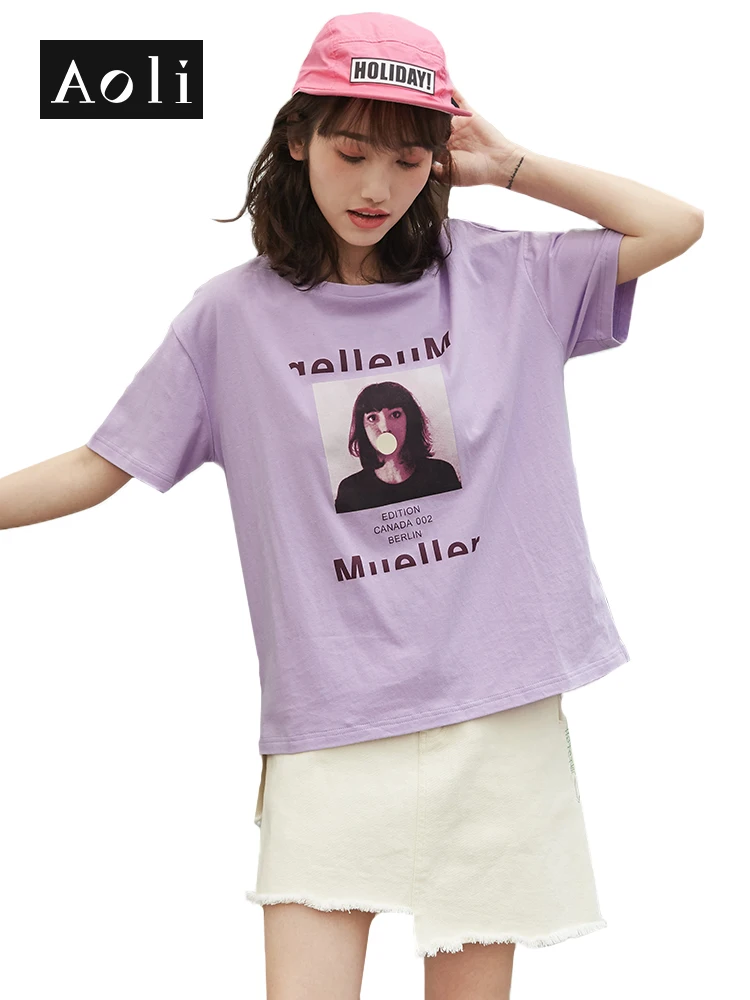 AOLI Women t-shirt Kawaii Harajuku Vintage Purple Tee Summer Plus Size Loose Tumblr Print Cotton Female tshirt DTX910027
AOLI Women t-shirt Kawaii Harajuku Vintage Purple Tee Summer Plus Size Loose Tumblr Print Cotton Female tshirt DTX910027