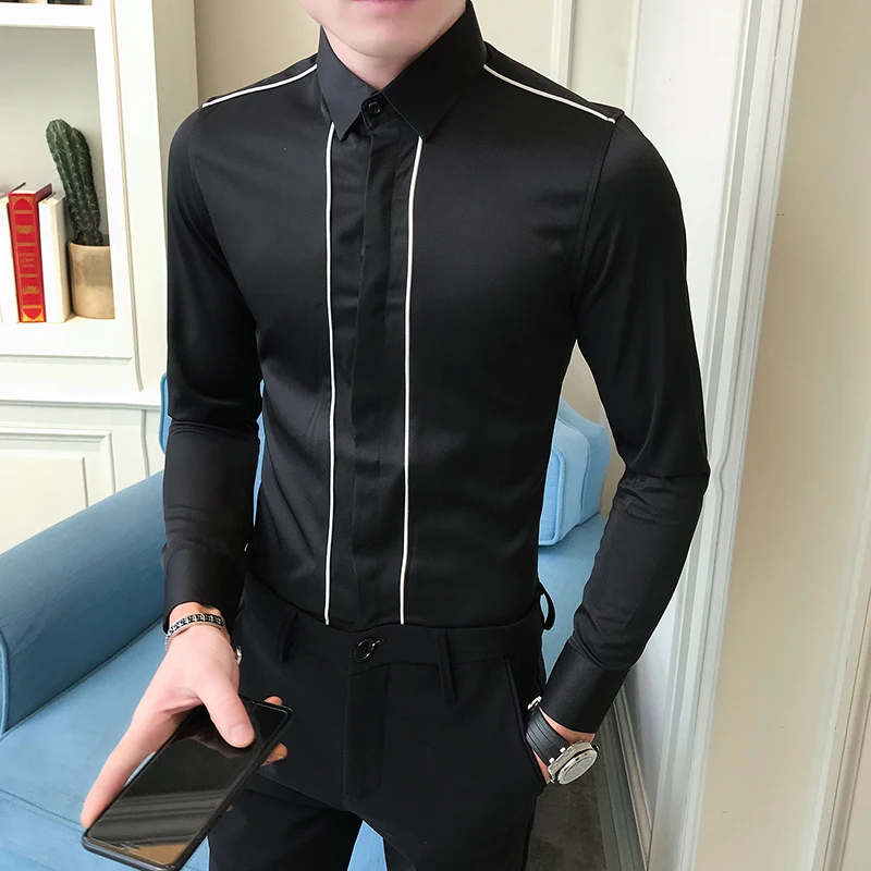 Korean Solid Men Casual Shirt Brand New Slim Fit Gentlemen Dress Shirts Men Long Sleeve Night Club Prom Tuxedo Male Clothing 3XL
Korean Solid Men Casual Shirt Brand New Slim Fit Gentlemen Dress Shirts Men Long Sleeve Night Club Prom Tuxedo Male Clothing 3XL