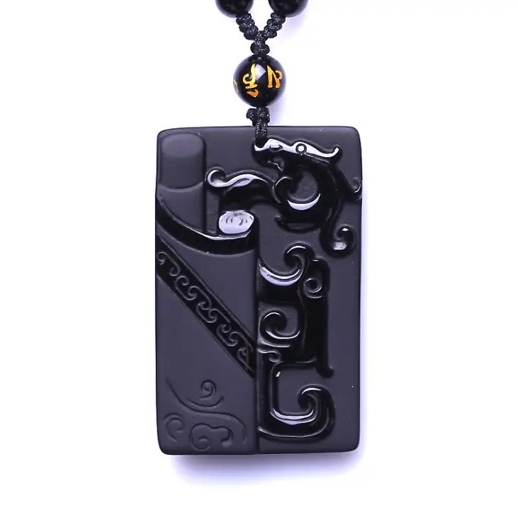 Beautiful Natural Black Obsidian Carved Chinese Ancient Dragon Lucky Pendant + Beads Necklace for woman man's Fashion Jewelry
Beautiful Natural Black Obsidian Carved Chinese Ancient Dragon Lucky Pendant + Beads Necklace for woman man's Fashion Jewelry