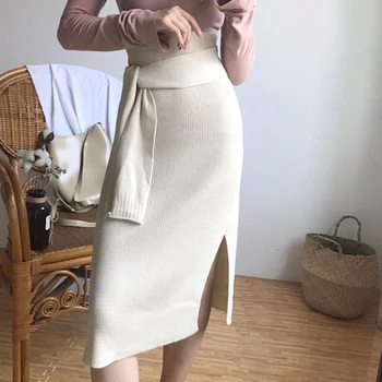 Elegant Women Solid Color Skirts Female Long Knitted Stretchy Skirt Womens Fashion New Chic Females Lace-up High Waist Students
Elegant Women Solid Color Skirts Female Long Knitted Stretchy Skirt Womens Fashion New Chic Females Lace-up High Waist Students