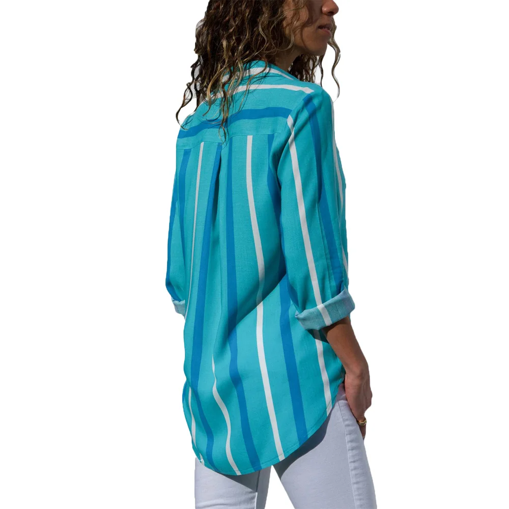 Blue-Tricolor-Stripe-Long-Sleeve-Button-Down-Shirt-LC251153-4-2