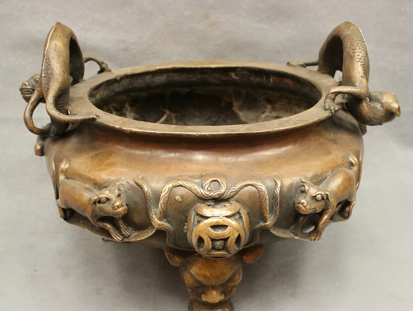 gem S4526 15" Marked Chinese Bronze Coppe Dragon Lion Statue Incense Burner Censer
gem S4526 15" Marked Chinese Bronze Coppe Dragon Lion Statue Incense Burner Censer