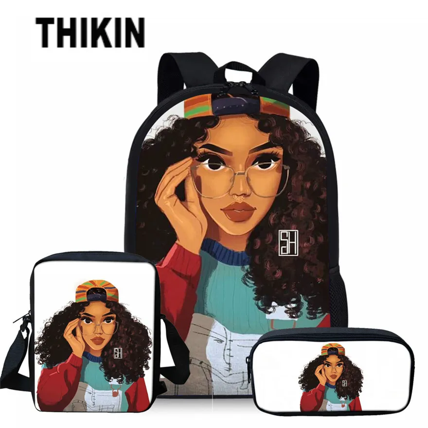 THIKIN Black Art African Girl Printing School Bagpack Children School Bags 3pcs/set School Bag for Kids Teenagers Book Bags 2019
THIKIN Black Art African Girl Printing School Bagpack Children School Bags 3pcs/set School Bag for Kids Teenagers Book Bags 2019