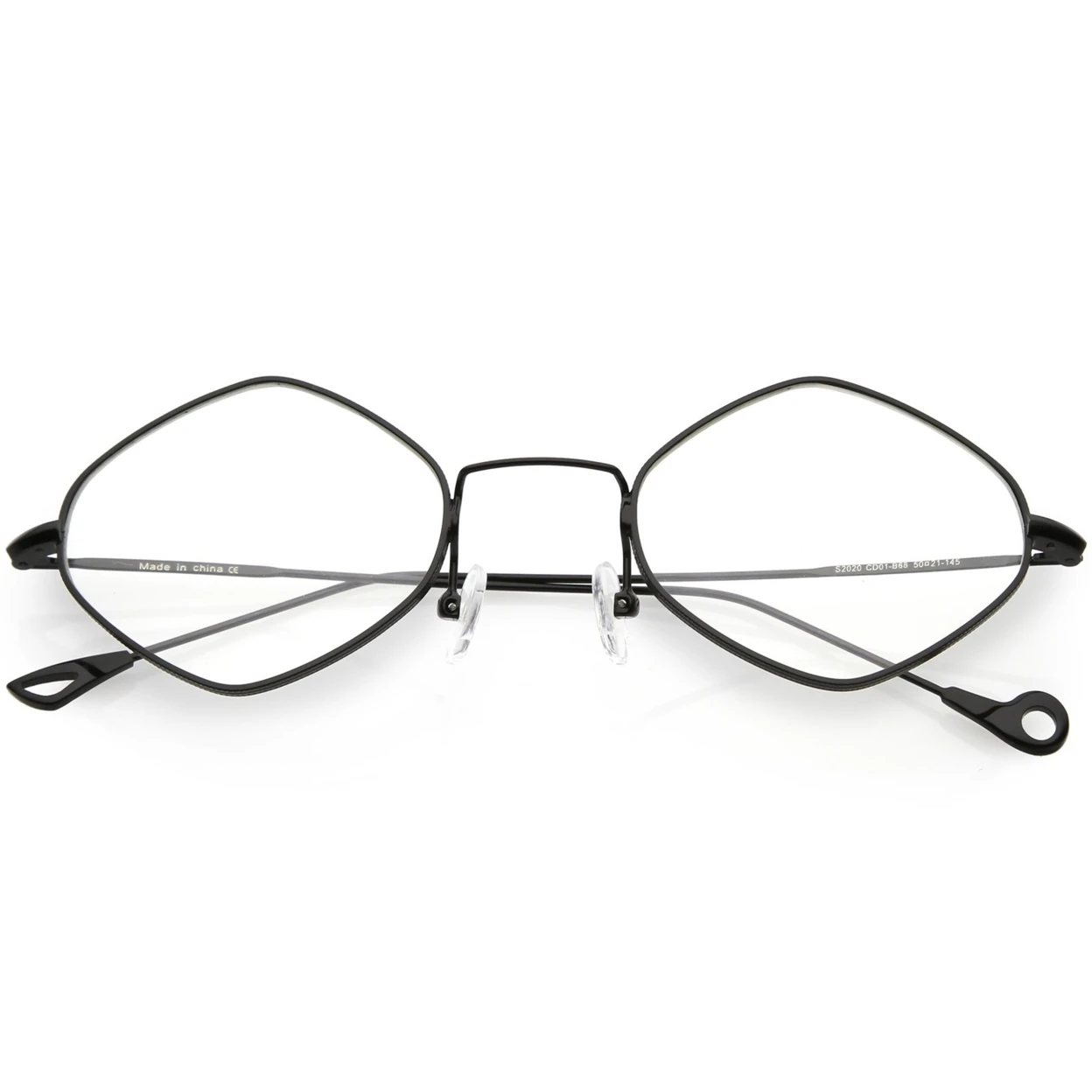 Premium Small Metal Diamond Eyeglasses Ultra Slim Arms Color Tinted Flat Lens 51mm (4)