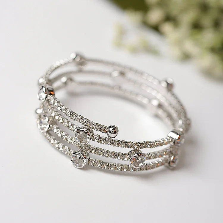 New Rhinestone Three-layer Multi-layer Elastic Bracelets Bangles Gold Silver Color Exaggerated Bracelet for Women Jewelry
New Rhinestone Three-layer Multi-layer Elastic Bracelets Bangles Gold Silver Color Exaggerated Bracelet for Women Jewelry