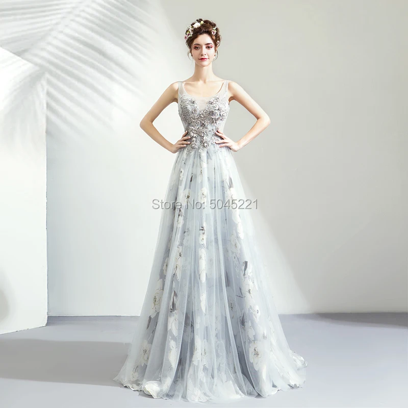 Gray Evening Dresses 2019 Vestidos Arabic Floral Lace Appliques Crystal Prom Party Gown Dubai Islamic Formal Dress Abendkleider
Gray Evening Dresses 2019 Vestidos Arabic Floral Lace Appliques Crystal Prom Party Gown Dubai Islamic Formal Dress Abendkleider