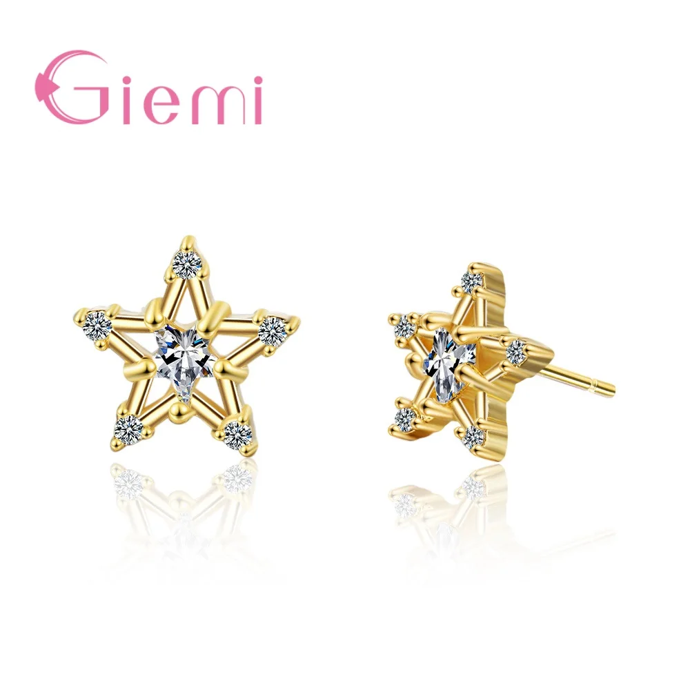 

New Fashion 925 Sterling Silver Rhinestones Statement Star Drop Earrings For Women Gifts Brincos Pendientes Cubic Zircon Earring