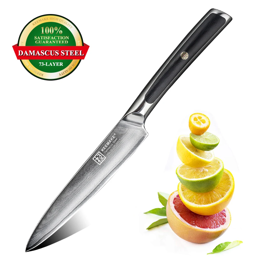KEEMAKE 5 inch Utility Chef Knife Kitchen Knives Japanese Damascus VG10 Steel Blade Sharp 60HRC G10 Handle Fruit Cutter Tools
KEEMAKE 5 inch Utility Chef Knife Kitchen Knives Japanese Damascus VG10 Steel Blade Sharp 60HRC G10 Handle Fruit Cutter Tools