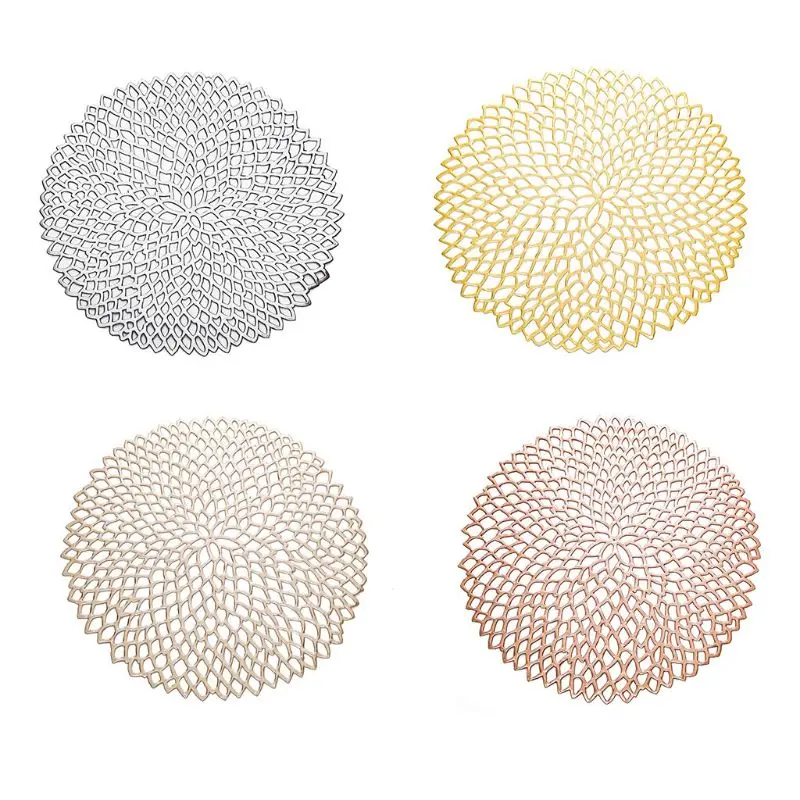 VFGTERTE 38cm Dining Tableware Pad Round Shape Hollow Out Flower Insulation Decorative Metallic Placemat PVC Coaster Bowl Pads
VFGTERTE 38cm Dining Tableware Pad Round Shape Hollow Out Flower Insulation Decorative Metallic Placemat PVC Coaster Bowl Pads
