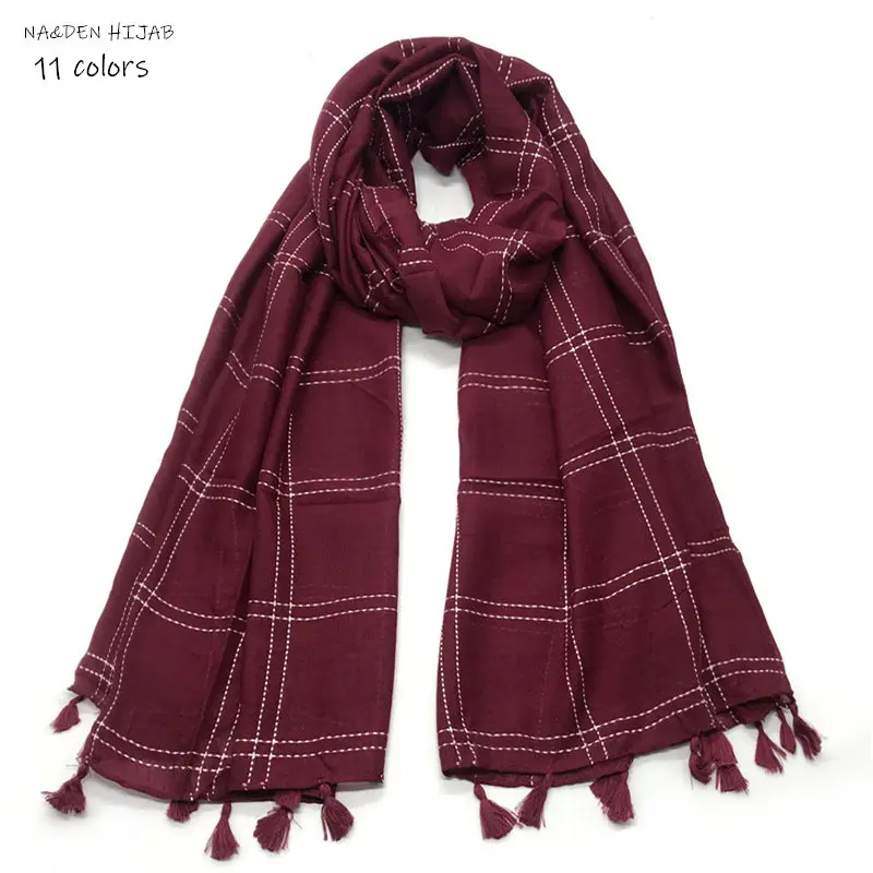 New white line Plaid hijab scarf tassel fashion women scarves and shawls cosy muslim printed scarfs arab grid hijabs hot sale
New white line Plaid hijab scarf tassel fashion women scarves and shawls cosy muslim printed scarfs arab grid hijabs hot sale
