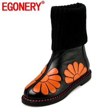 EGONERY women fashion snow boots 2019 winter new come round toe flower mid calf woman low heel genuine leather brand boat 34-43
EGONERY women fashion snow boots 2019 winter new come round toe flower mid calf woman low heel genuine leather brand boat 34-43