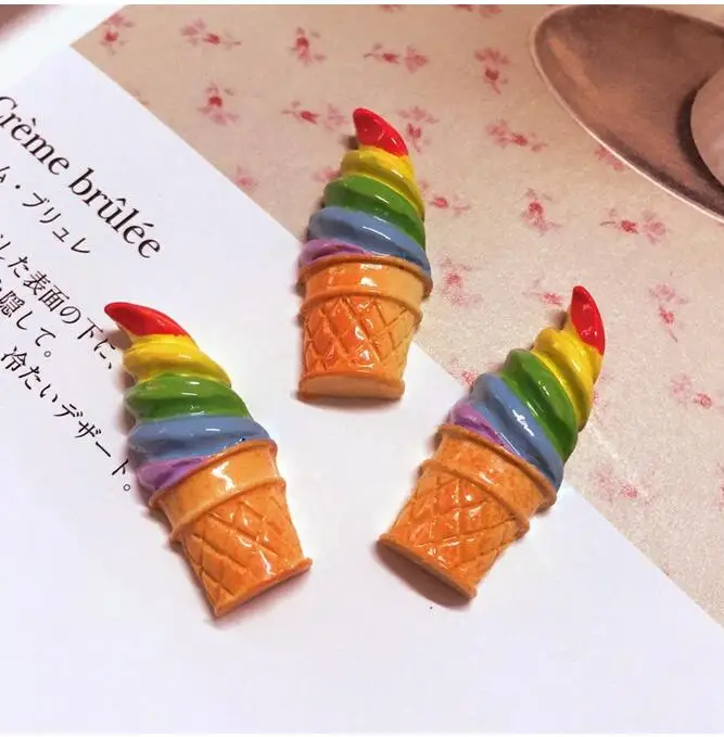 50pcs/lot 30*12mm kawaii Resin faux fake food rainbow ice cream Flatback Cabochon for Phone case decoration
50pcs/lot 30*12mm kawaii Resin faux fake food rainbow ice cream Flatback Cabochon for Phone case decoration