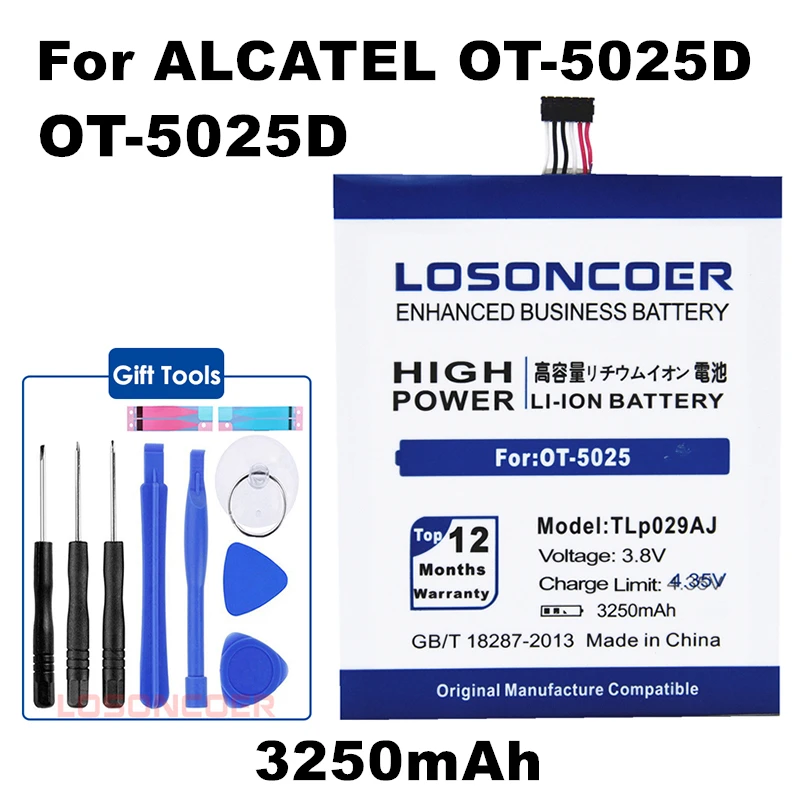LOSONCOER 3250mAh TLp029AJ Battery For Alcatel OneTouch Pop 3 5.5" OT-5025 OT-5025D Battery+ Tracking Number +Gift tools
LOSONCOER 3250mAh TLp029AJ Battery For Alcatel OneTouch Pop 3 5.5" OT-5025 OT-5025D Battery+ Tracking Number +Gift tools