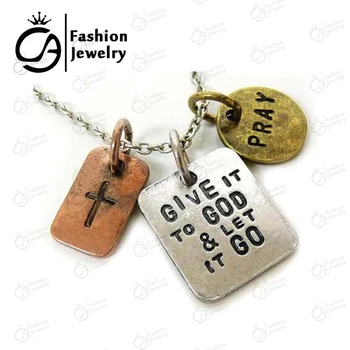 Antique Silver Plated Give it to god and let it go,Pray Inspirational Word Necklace Christian Jewelry 20Pcs/lot #LN1092
Antique Silver Plated Give it to god and let it go,Pray Inspirational Word Necklace Christian Jewelry 20Pcs/lot #LN1092