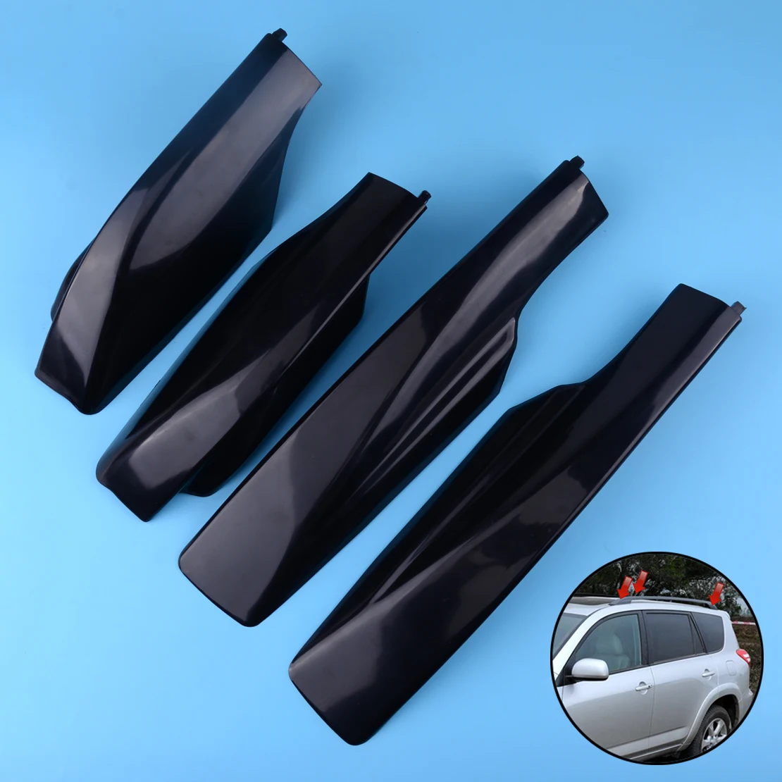BBQ@FUKA Car Replacement Black Roof Rack Rail End Cover Cap Shell for Toyota RAV4 2001-2005