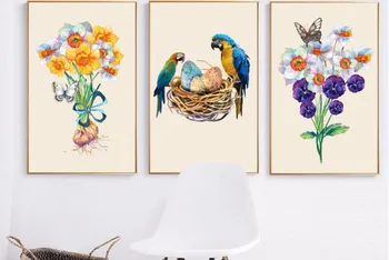 3piece Small Fresh Nordic Hand Painted Watercolor Flower Parrot Bird Nest Plant Decorative Painting Frame painting 16943326
3piece Small Fresh Nordic Hand Painted Watercolor Flower Parrot Bird Nest Plant Decorative Painting Frame painting 16943326