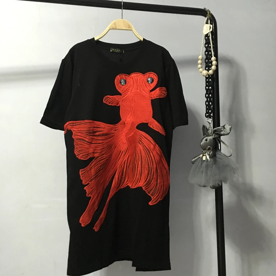 high quality women embroidered goldfish loose long-sleeved short-sleeved dress pullover T-shirt female casual vestidos
high quality women embroidered goldfish loose long-sleeved short-sleeved dress pullover T-shirt female casual vestidos