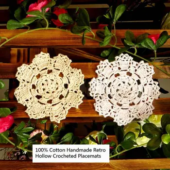 Set of 4 Retro 100% Cotton Handmade Crocheted 5.5'x5.5' Table Placemats Hollow Out Design Mats Table Decoration for Everyday Use
Set of 4 Retro 100% Cotton Handmade Crocheted 5.5'x5.5' Table Placemats Hollow Out Design Mats Table Decoration for Everyday Use