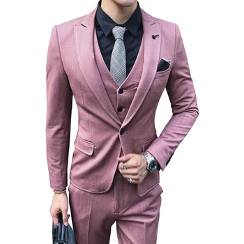 (Jacket+Pant+Vest)Luxury Men Wedding Suit Male Blazers Slim Fit Suits For Men Costume Business Formal Party Pink Classic Black
(Jacket+Pant+Vest)Luxury Men Wedding Suit Male Blazers Slim Fit Suits For Men Costume Business Formal Party Pink Classic Black