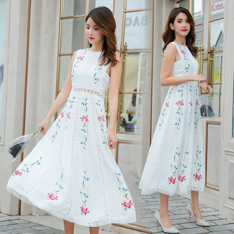 Sleeveless Summer Printed Dress For Woman Lenin White Mid Dresses Women O-Neck A-Line Beach Dress Female Floral Print Vestidos
Sleeveless Summer Printed Dress For Woman Lenin White Mid Dresses Women O-Neck A-Line Beach Dress Female Floral Print Vestidos
