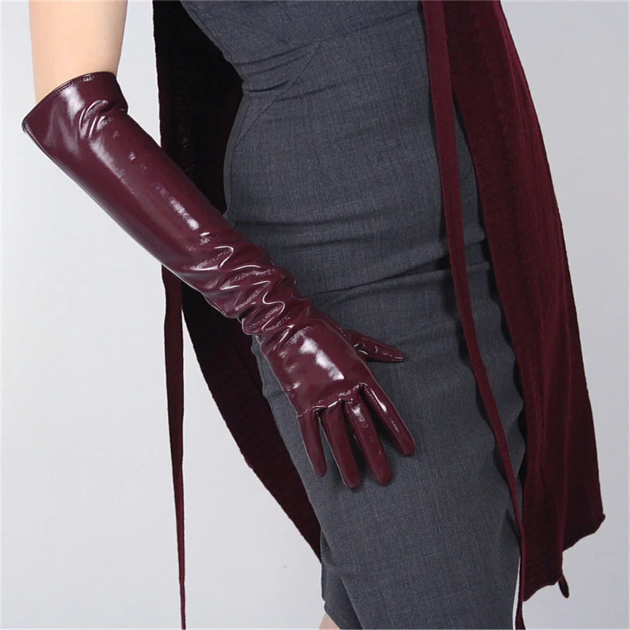 Fashion Ladies Long Patent Leather Gloves Simulation Leather Bright Black Leather Elbow Gloves Extra Long 50cm T12
Fashion Ladies Long Patent Leather Gloves Simulation Leather Bright Black Leather Elbow Gloves Extra Long 50cm T12