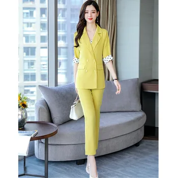 Women's suit women's double-breasted fashion casual suit two-piece jacket trousers women's five-point sleeves slim suit
Women's suit women's double-breasted fashion casual suit two-piece jacket trousers women's five-point sleeves slim suit