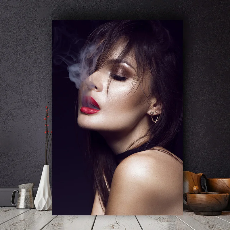 Fashion Red Lips Sexy Woman Smoking Canvas Painting Cuadros Posters and Prints Scandinavian Wall Art Picture for Living Room
Fashion Red Lips Sexy Woman Smoking Canvas Painting Cuadros Posters and Prints Scandinavian Wall Art Picture for Living Room