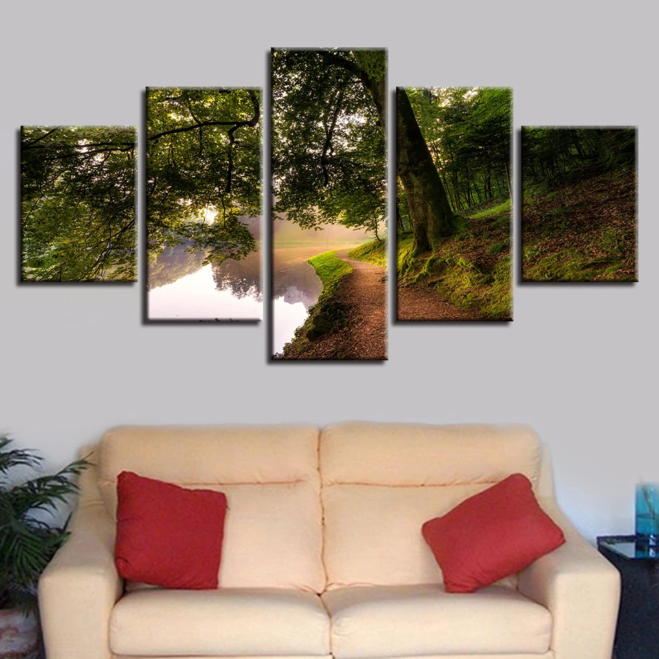 Canvas Pictures Modular HD Printed 5 Pieces Green Tree And River Scenery Painting Framework Decoration Home Living Room Wall Art
Canvas Pictures Modular HD Printed 5 Pieces Green Tree And River Scenery Painting Framework Decoration Home Living Room Wall Art