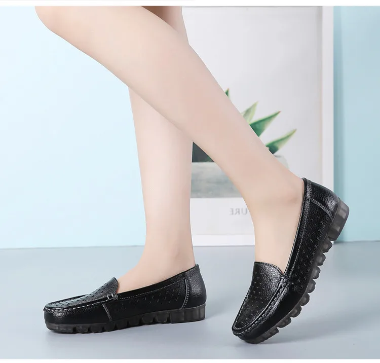 AH 201-1-2019 New Genuine Leather Cut Outs Women Summer Loafers-13