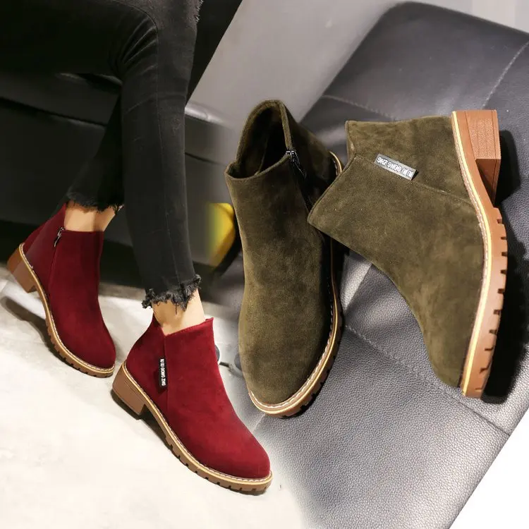 Women Boots Shoes Low (1cm-3cm) Round Toe Flock Side Zipper Student Martin Booties Solid Casual Female Pumps Shoes Plus Size
Women Boots Shoes Low (1cm-3cm) Round Toe Flock Side Zipper Student Martin Booties Solid Casual Female Pumps Shoes Plus Size