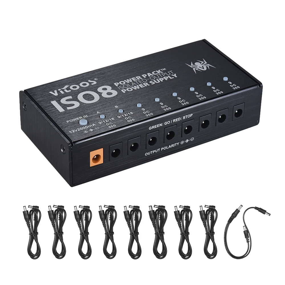 VITOOS ISO8 Compact Size Guitar Effects Power Supply Power Pack Station 8 Isolated DC Outputs for 9V/ 12V/ 18V Guitar Effects
VITOOS ISO8 Compact Size Guitar Effects Power Supply Power Pack Station 8 Isolated DC Outputs for 9V/ 12V/ 18V Guitar Effects