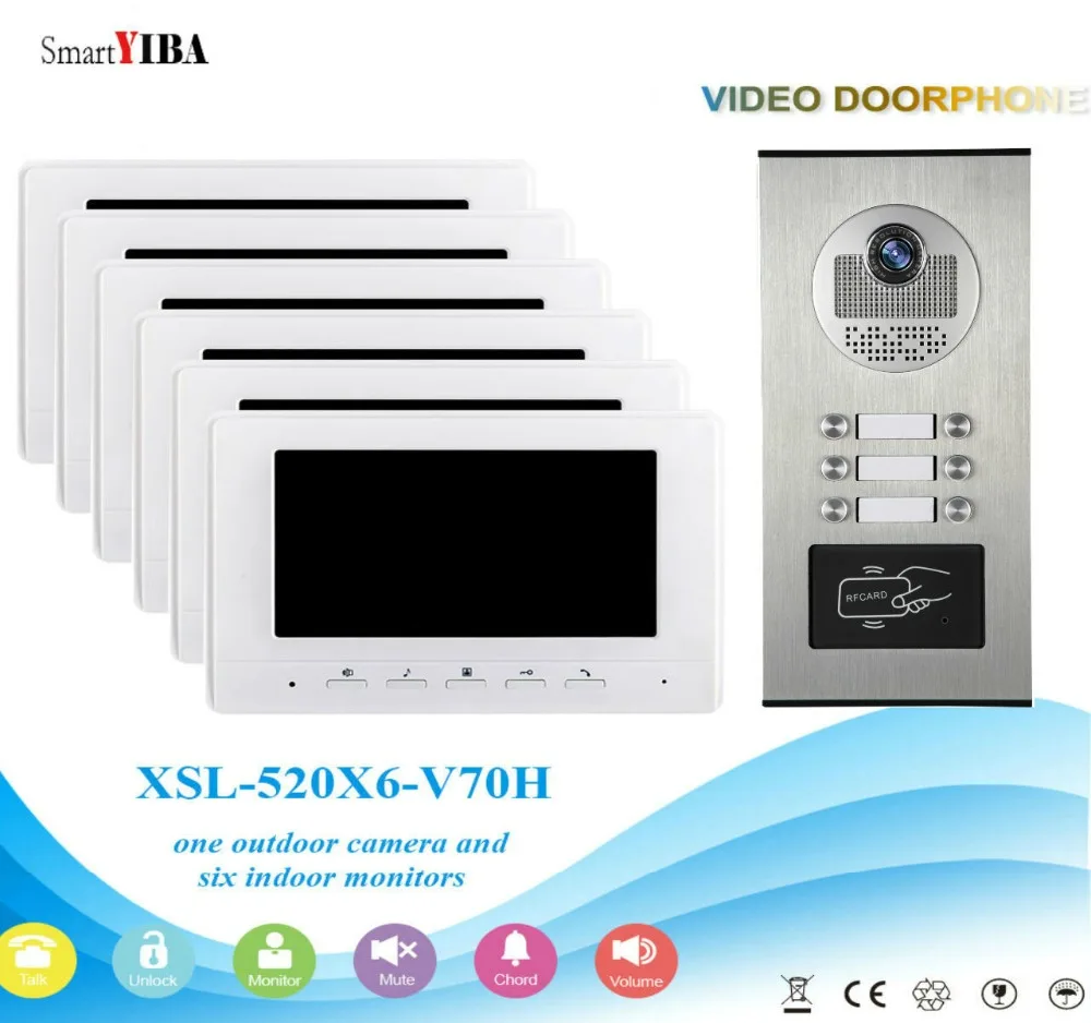 SmartYIBA Wired 7" LCD Monitor Video Door Phone Intercom System RFID Unlock Video Door Phone Kits for 6-12 Units Apartment
SmartYIBA Wired 7" LCD Monitor Video Door Phone Intercom System RFID Unlock Video Door Phone Kits for 6-12 Units Apartment