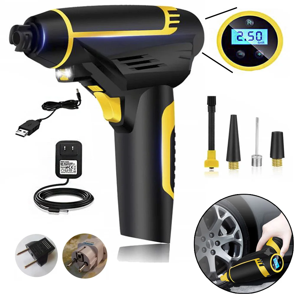 120W Rechargeable Portable Air Pump Electric Inflator Handheld Vehicle Car Tire Compressor Digital Smart PSI Display Tire Pump
120W Rechargeable Portable Air Pump Electric Inflator Handheld Vehicle Car Tire Compressor Digital Smart PSI Display Tire Pump