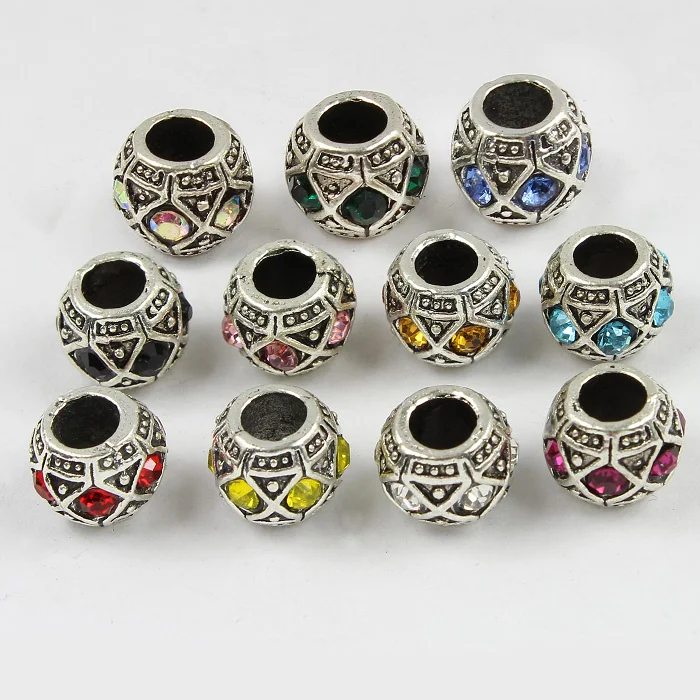 free shipping 12pcs 63-739 metal tibetan beads antique silver-plated vintage 10mm european bracelet necklace | Украшения и