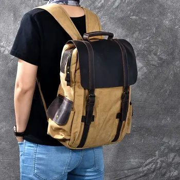Vintage Military Canvas Backpack for Men Women Crazy Horse Leather Rucksack Large School Backpack Man Shoulder Bag Satchel
Vintage Military Canvas Backpack for Men Women Crazy Horse Leather Rucksack Large School Backpack Man Shoulder Bag Satchel