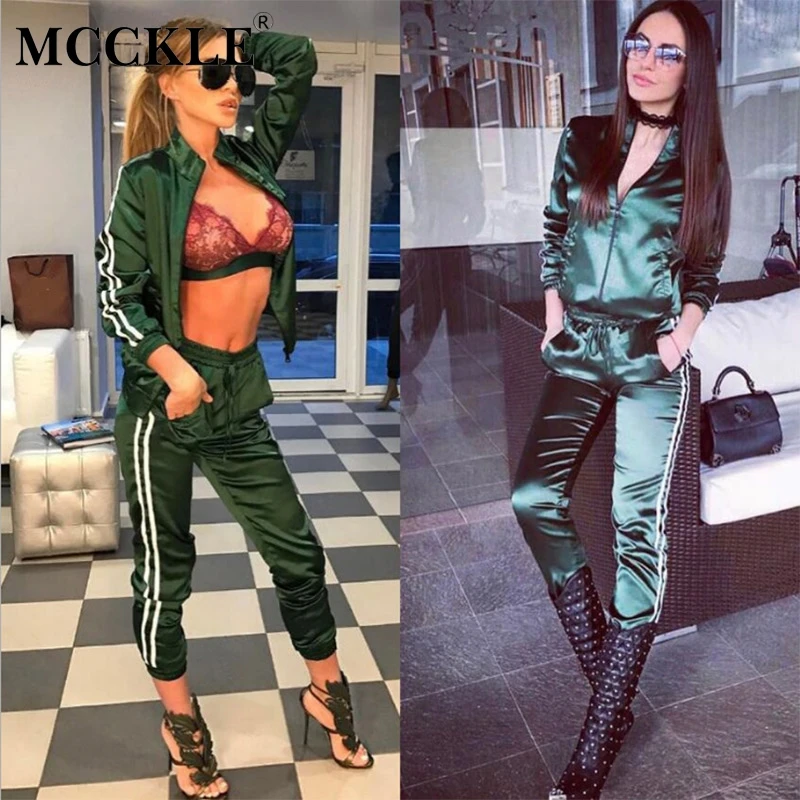 MCCKLE Women Satin Side Stripe Tracksuit 2 Pieces Set Lady Sweatshirt Long Pants Sports Suits 2019 Female Fashion Clothes
MCCKLE Women Satin Side Stripe Tracksuit 2 Pieces Set Lady Sweatshirt Long Pants Sports Suits 2019 Female Fashion Clothes