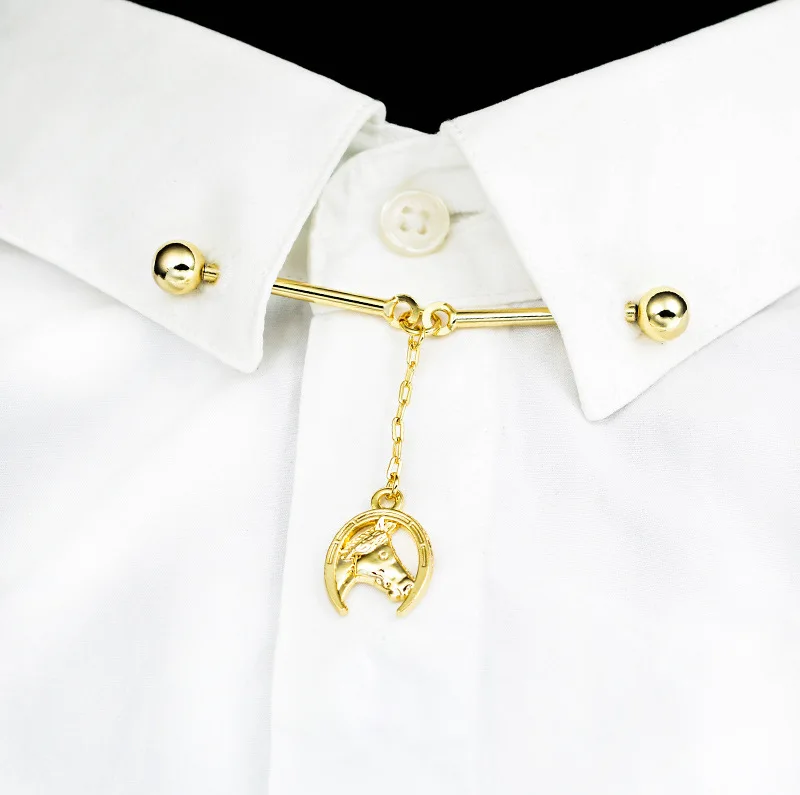 Classic Horsehead Collar Brooch Horseshoe Fringe Chain Men's Business Shirt Needle Tassel Round Head Stick Lapel Pin Accessories
Classic Horsehead Collar Brooch Horseshoe Fringe Chain Men's Business Shirt Needle Tassel Round Head Stick Lapel Pin Accessories