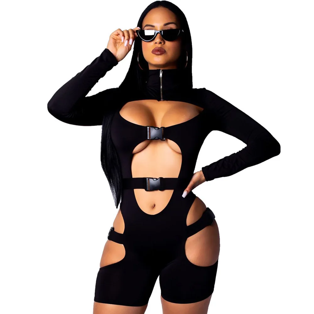 Sexy Night Club Party Playsuit Hollow Out Buckle Long Sleeve Rompers Women Streetwear Zip Bodysuit Overalls Combinaison Femme
Sexy Night Club Party Playsuit Hollow Out Buckle Long Sleeve Rompers Women Streetwear Zip Bodysuit Overalls Combinaison Femme