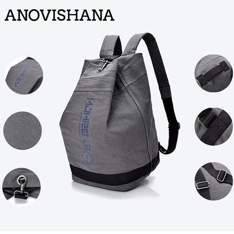 

ANOVISHANA Cotton Canvas Backpack Khaki Black Brown Men and Women Backpack High Quality Large Capacity Bag Buckle Backpack