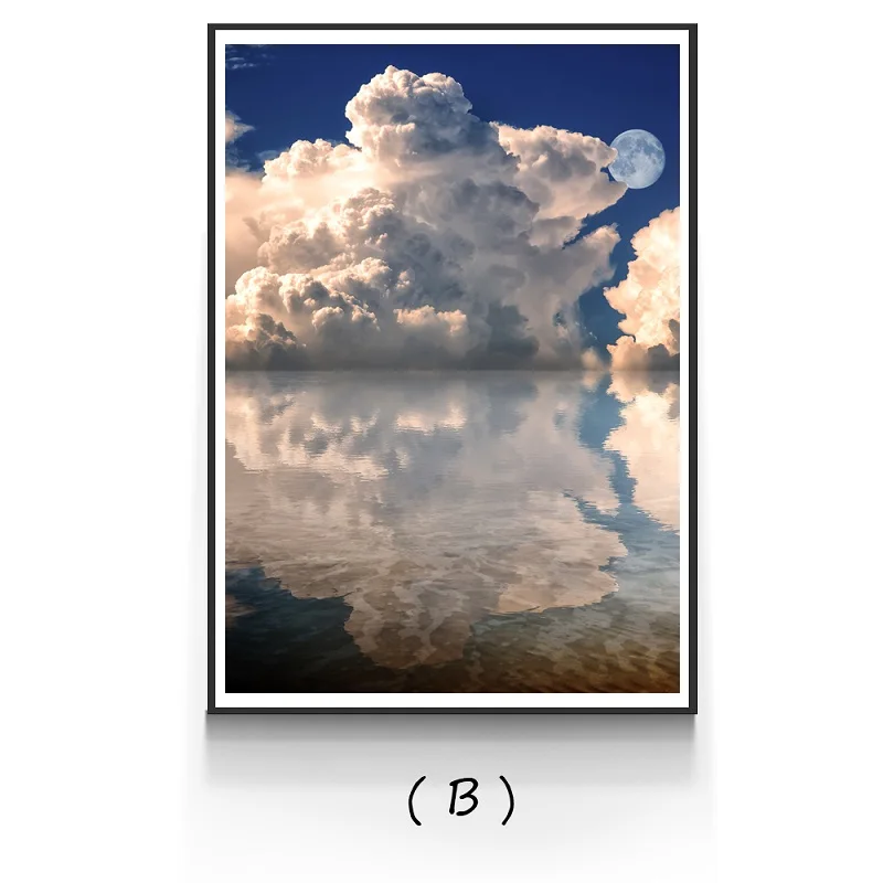 Nordic-Sky-Moon-Seascape-Canvas-Painting-Posters-Print-Blue-Wall-Art-Pictures-For-Living-Room-Bedroom (3)