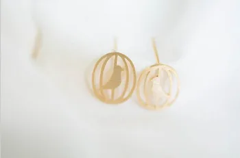 Fashion bird in the cage stud earrings sparrow Birdcage shape zinc alloy material
Fashion bird in the cage stud earrings sparrow Birdcage shape zinc alloy material
