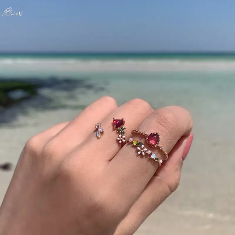 AOMU Japan Heart Shape Ring Colorful Crystal Rhinestones Ring Metal Gold Size Adjustable Opening Ring For Women Jewelry Set
AOMU Japan Heart Shape Ring Colorful Crystal Rhinestones Ring Metal Gold Size Adjustable Opening Ring For Women Jewelry Set