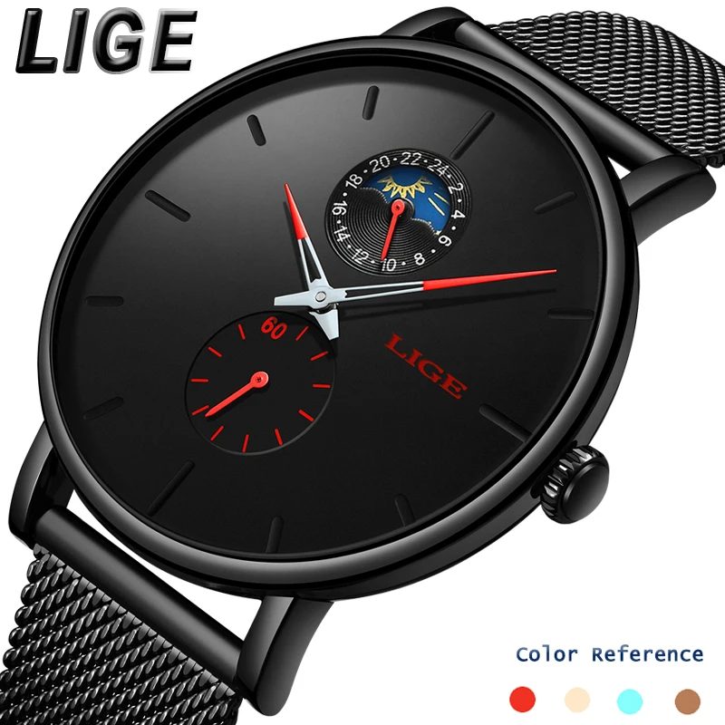 LIGE Men Watches Top Brand Luxury Casual Fashion Watch Men Simple Moon Phase Clock Waterproof Quartz Watch Relogio Masculino+box
LIGE Men Watches Top Brand Luxury Casual Fashion Watch Men Simple Moon Phase Clock Waterproof Quartz Watch Relogio Masculino+box