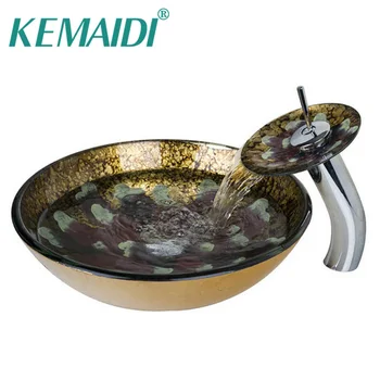 KEMAIDI Bathroom Round Sink Transparent Tempered Glass Vessel Sink With Waterfall Faucet Classic Wash Basin Set
KEMAIDI Bathroom Round Sink Transparent Tempered Glass Vessel Sink With Waterfall Faucet Classic Wash Basin Set