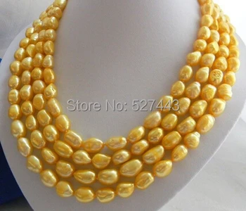 Wholesale free p&p hot sale>>>4Strands 18'' 9MM Golden Baroque Freshwater Pearl Necklace
Wholesale free p&p hot sale>>>4Strands 18'' 9MM Golden Baroque Freshwater Pearl Necklace