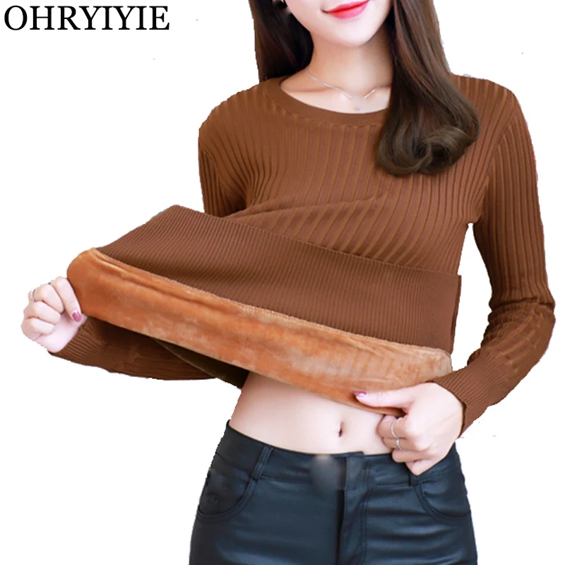 OHRYIYIE 2019 New Autumn Winter Thick Warm Fleece Knitted Sweaters and Pullovers Women Elastic Velvet Sweater Female Winter Tops
OHRYIYIE 2019 New Autumn Winter Thick Warm Fleece Knitted Sweaters and Pullovers Women Elastic Velvet Sweater Female Winter Tops