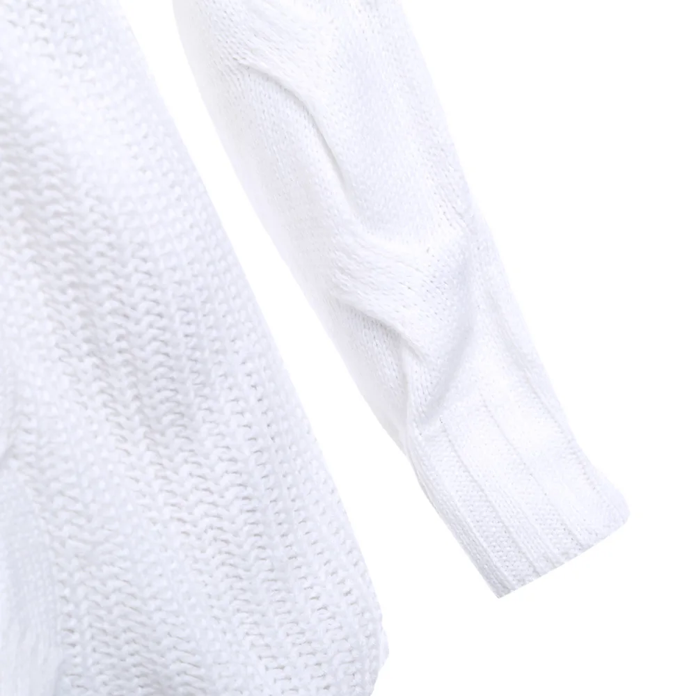 AZULINA Brief V-Neck Oversize Knitted Sweater Pullover Women 2017 Autumn Winter Drop Shoulder Loose White Sweater Pull Femme 5