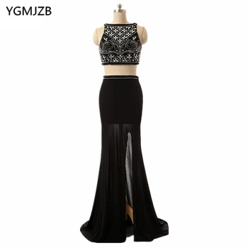 Black Evening Dresses Long 2018 Mermaid Off Shoulder High Slit Floor Length Beaded Two Piece Prom Dress Chiffon Evening Gown
Black Evening Dresses Long 2018 Mermaid Off Shoulder High Slit Floor Length Beaded Two Piece Prom Dress Chiffon Evening Gown