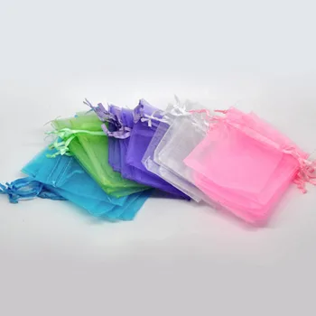 

DoreenBeads 100 PCs Mixed Gift pouch bag organza bags with draw wedding suppliers, 9cm x 7cm (B07742)